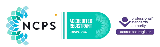 Professional member of the National Counselling and Psychotherapy Society (NCPS)